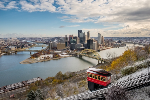 Pittsburgh skyline in winter
